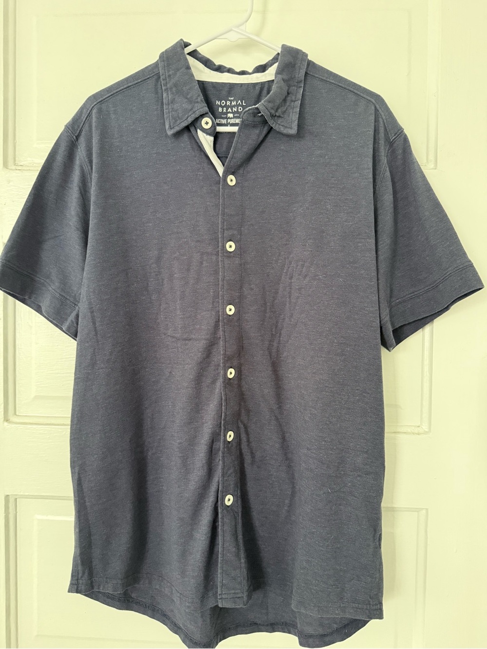 The Normal Brand Men's Short-Sleeve Active Puremeso Button Shirt in Blur
